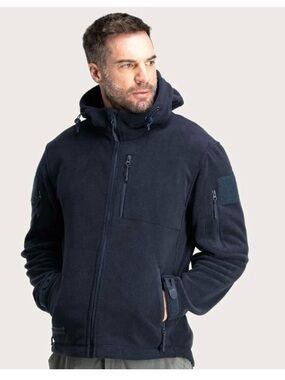BaerSkin 4 Tactical Hoodie Mens L Navy Blue Fleece Jacket Full Zip Lightweight